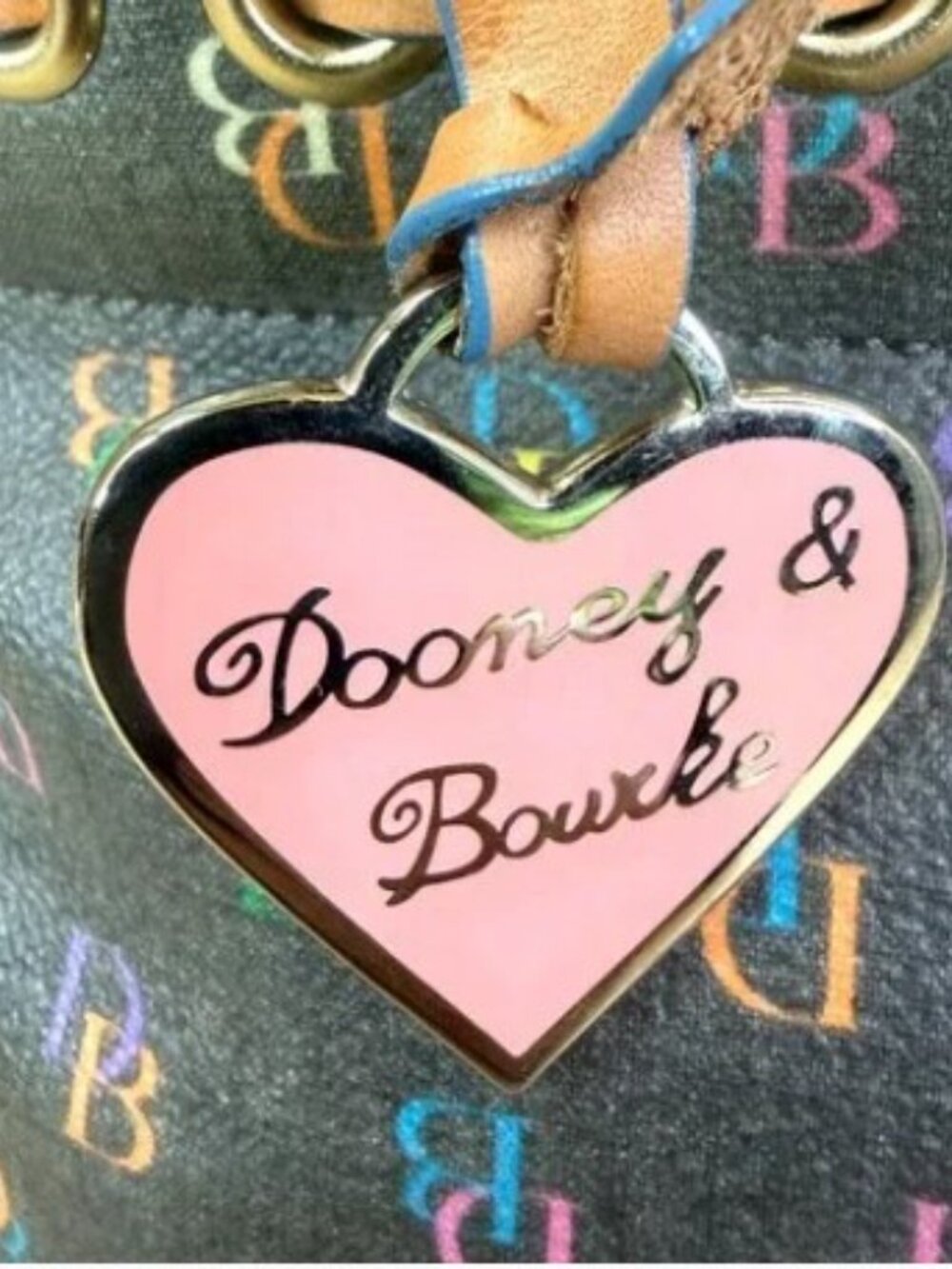 Dooney & Bourke Y2K Rainbow Monogram Satchel Coated Canvas Matching Wristlet - Picture 4 of 14